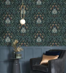 Lords Wallpaper by Casadeco Bleu Paon