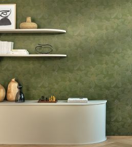 Lotus Wallpaper by Caselio Vert Mousse
