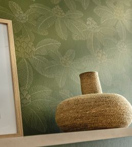 Lotus Wallpaper by Caselio Vert Mousse