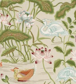 Lotus Garden Fabric by Schumacher Parchment