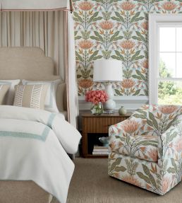 Lotus Fabric by Thibaut Apricot