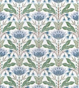 Lotus Fabric by Thibaut Blue and Green