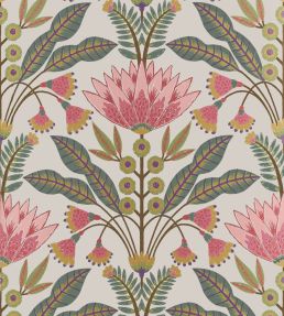 Lotus Wallpaper by Thibaut Cranberry