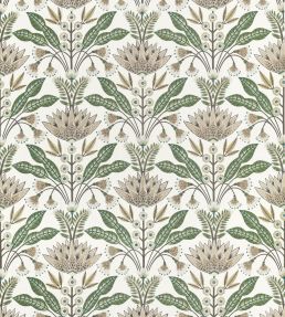 Lotus Fabric by Thibaut Green and Beige