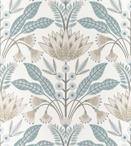 Lotus Wallpaper by Thibaut Spa Blue