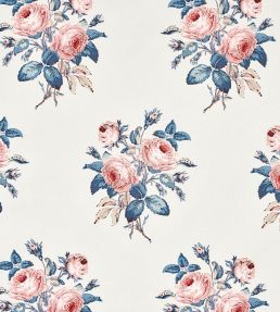 Loudon Rose Fabric by Schumacher Rose & Blue