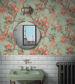 Lovebirds Wallpaper by Divine Savages Eggshell Green