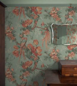 Lovebirds Wallpaper by Divine Savages Eggshell Green