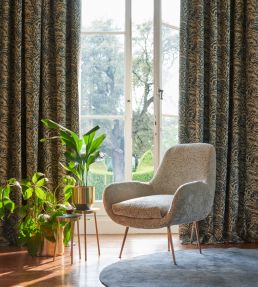Lumino Fabric by Clarke & Clarke Midnight/Copper