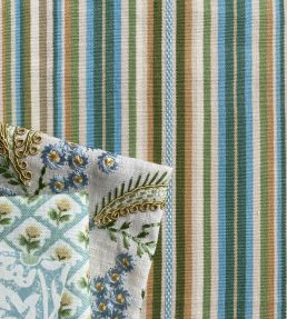 Luna Stripe Fabric by GP & J Baker Teal/Red