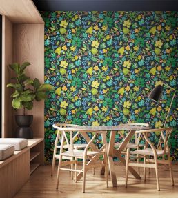 Lush Leaves Wallpaper by Ohpopsi Teal & Corn