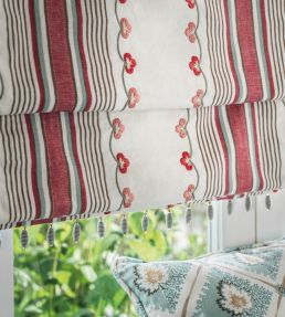 Mabel Stripe Fabric by Nina Campbell Aqua/Yellow