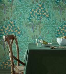 Macaw Wallpaper by 1838 Wallcoverings Teal