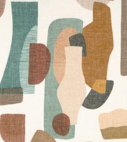 Machaya Print Fabric by Casamance Celadon Ambre