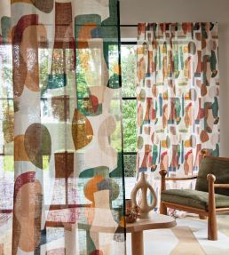 Machaya Print Fabric by Casamance Celadon Ambre