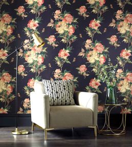 Madama Butterfly Wallpaper by 1838 Wallcoverings Ebony