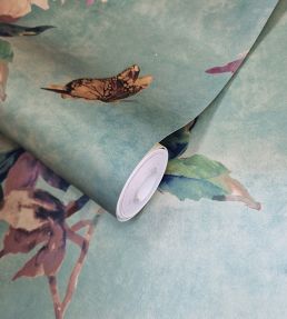 Madama Butterfly Wallpaper by 1838 Wallcoverings Teal