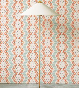 Madame Ziggle Wallpaper by Ottoline Blue and Orange