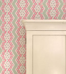 Madame Ziggle Wallpaper by Ottoline Pink and Green