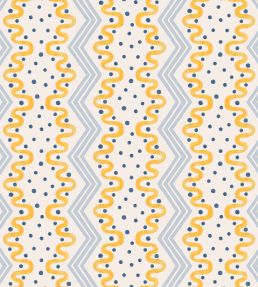 Madame Ziggle Wallpaper by Ottoline Yellow and Blue