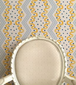 Madame Ziggle Wallpaper by Ottoline Yellow and Blue
