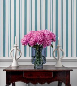 Maggie Stripe Wallpaper by Thibaut Raspberry