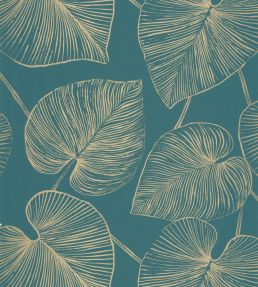Magistral Wallpaper by Caselio Bleu Canard Or