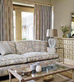 Magnolia & Pomegranate Fabric by Sanderson Parchment/Sky Blue