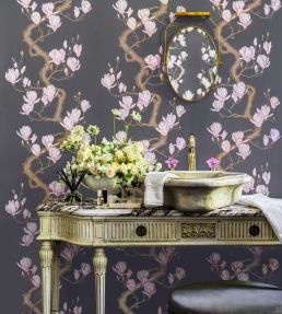 Magnolia Tree Wallpaper by Cole & Son Parchment & Soft Fuchsia