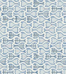 Make Fish Wallpaper by Christopher Farr Cloth Cobalt