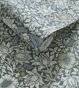 Mallow Wallpaper by Clarke & Clarke Slate/Dove