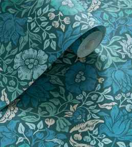 Mallow Wallpaper by Clarke & Clarke Teal