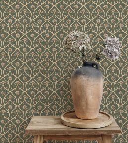Mallow Trellis Wallpaper by Josephine Munsey Dark Green