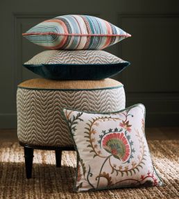 Mandana Fabric by Nina Campbell Aqua/Coral/Ivory