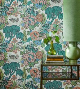 Mandarin Garden Wallpaper by 1838 Wallcoverings Coral