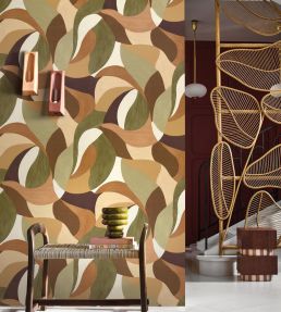 Mandorla Wallpaper by Casamance Kaki/Terre De Sienne
