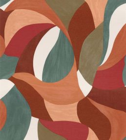 Mandorla Wallpaper by Casamance Orange Brulee/Vert Imperial