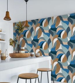 Mandorla Wallpaper by Casamance Pierre Bleue/Camel