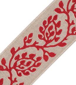 Mare Embroidered Border Trimming by Samuel & Sons Crimson