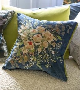 Margaretta Velours Cushion 55 x 55cm by Designers Guild Noir
