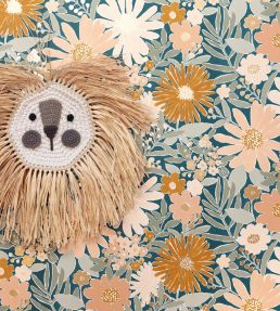 Marguerite Wallpaper by Caselio Bleu nuit rose