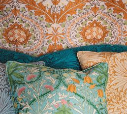 Marigold Fabric by Morris & Co Summer Yellow/Chocolate