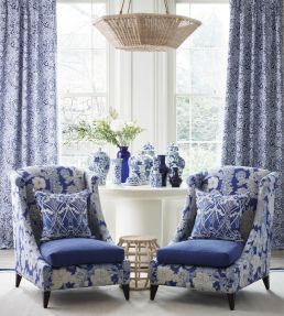 Marquess Garden in Chesham Sateen Fabric by Liberty Lapis