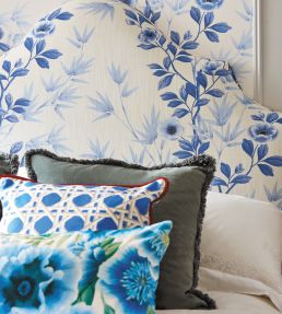 Marsha Satin Fabric by Harlequin Delft / Lagoon / Porcelain