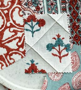 Marwell Fabric by Baker Lifestyle Aqua / Red