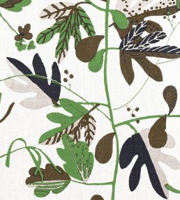 Matisse Leaf Fabric by Thibaut Black and Green