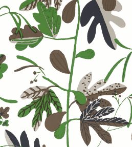Matisse Leaf Wallpaper by Thibaut Black and Green