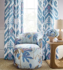 Matisse Leaf Fabric by Thibaut Lavender and Blue