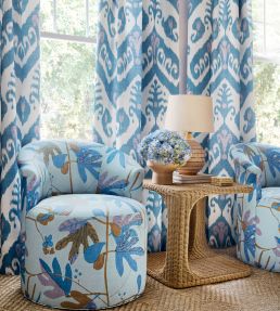 Matisse Leaf Fabric by Thibaut Lavender and Blue