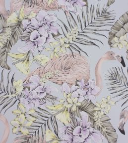 Flamingo Club Wallpaper by Matthew Williamson Matt Silver/Lilac/Lemon